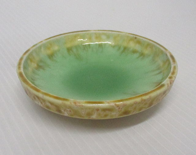 陶器　丸小皿　グリーンの全体の様子